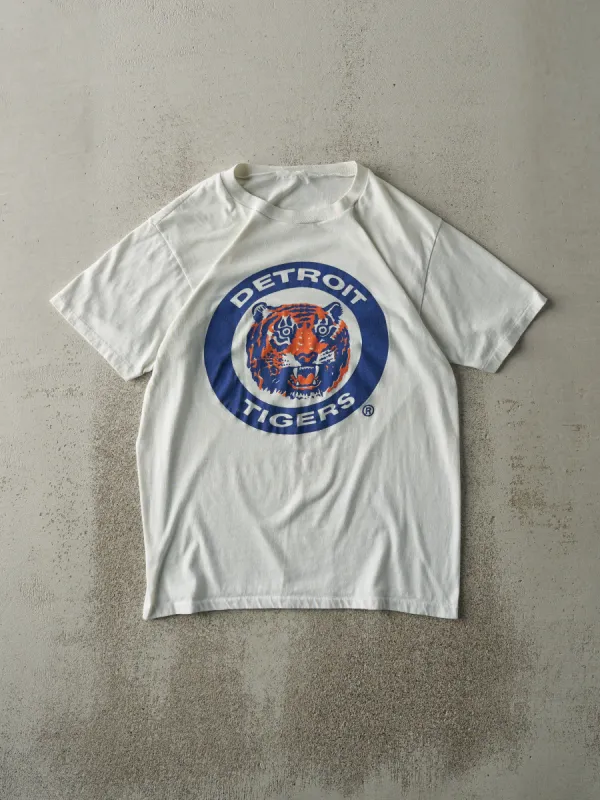 Vintage 80s White Detroit Tigers Single Stitch Tee (S) sold by Rebalance Vintage