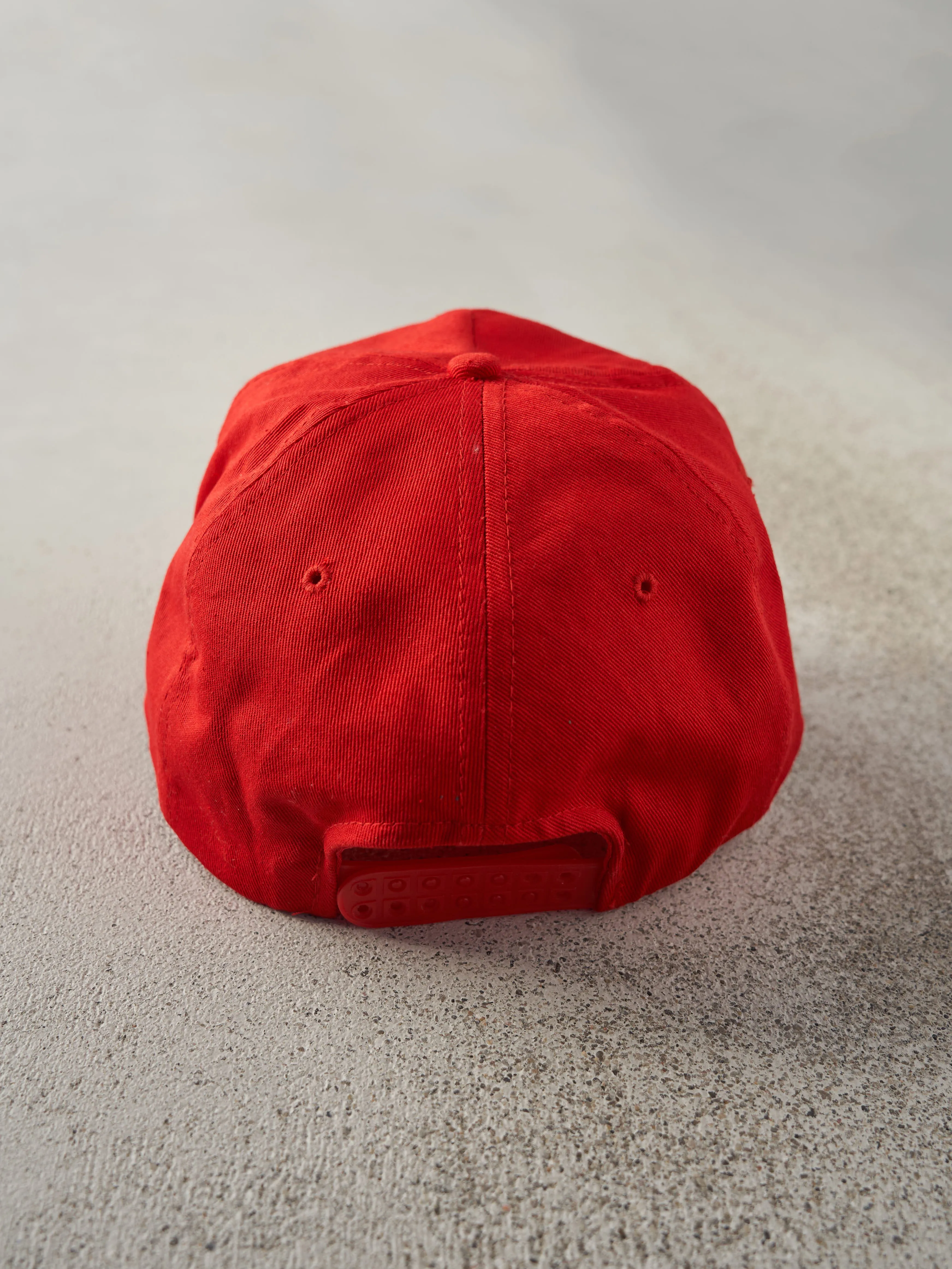 Vintage 80s Red Embroidered FMC Double Snap Snapback Hat sold by Rebalance Vintage product image thumbnail 3