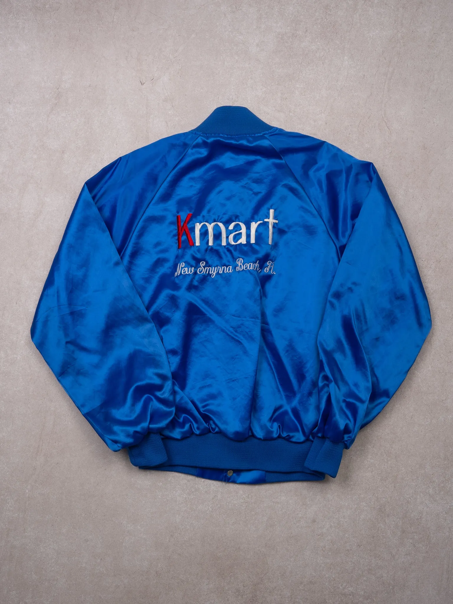 Vintage 70s Blue K Mart New Smyrna Beach FL Satin Bomber (M) sold by Rebalance Vintage product image thumbnail 4