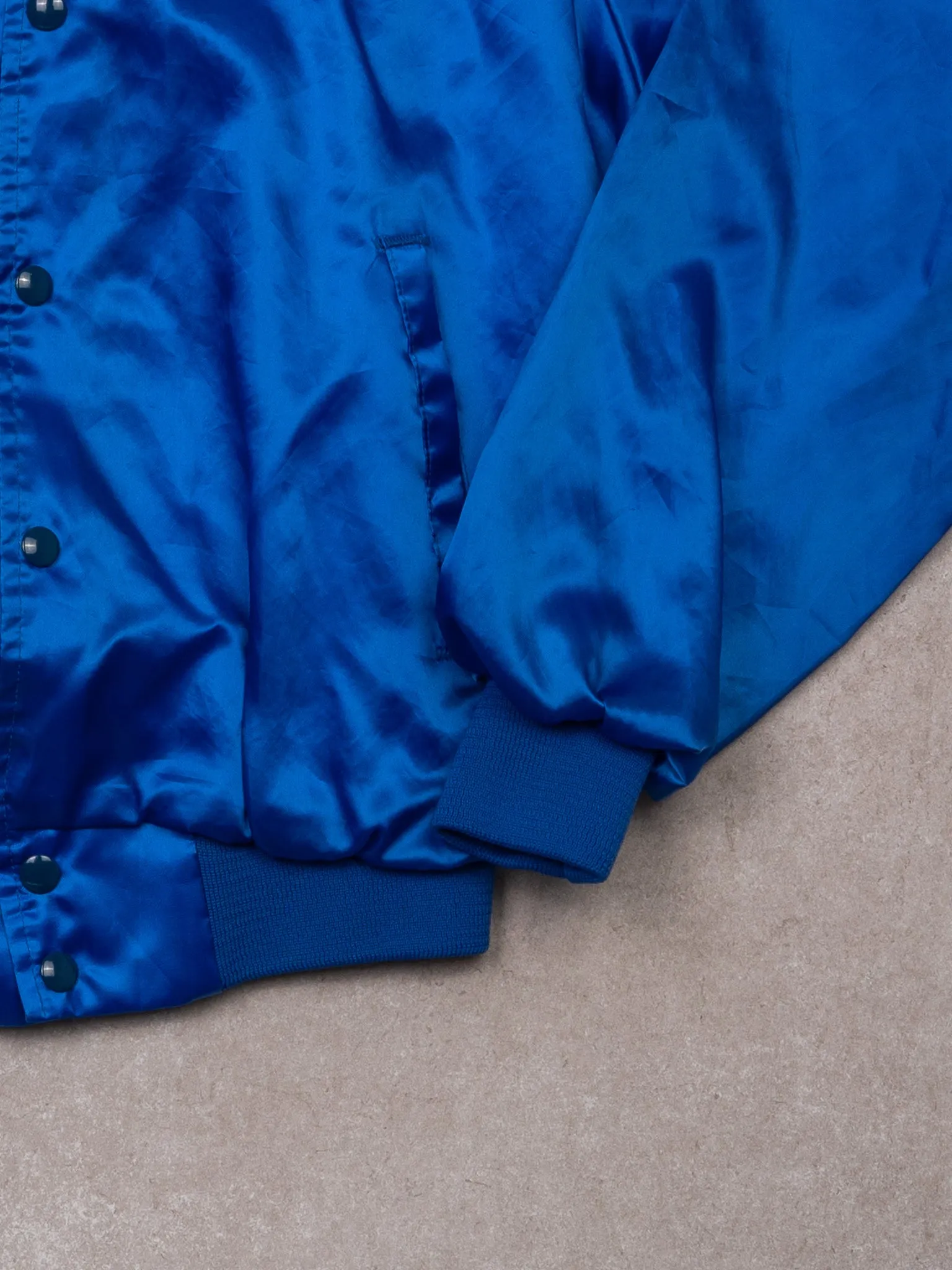 Vintage 70s Blue K Mart New Smyrna Beach FL Satin Bomber (M) sold by Rebalance Vintage product image thumbnail 2