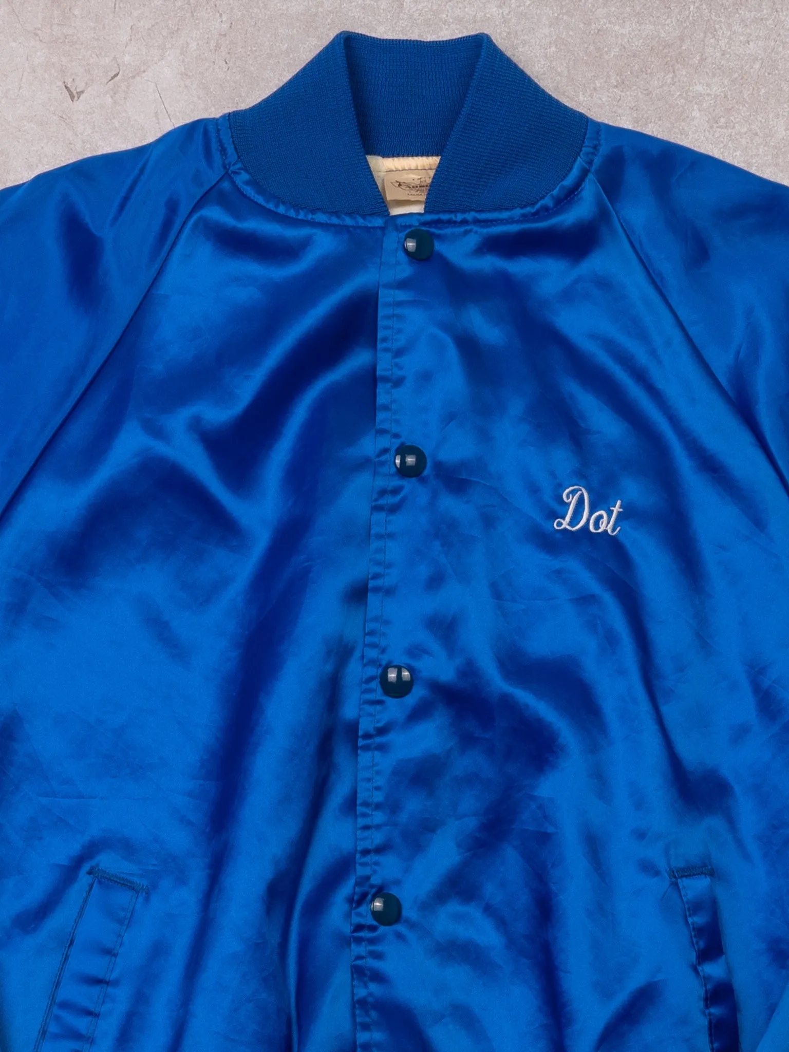 Vintage 70s Blue K Mart New Smyrna Beach FL Satin Bomber (M) sold by Rebalance Vintage product image thumbnail 3