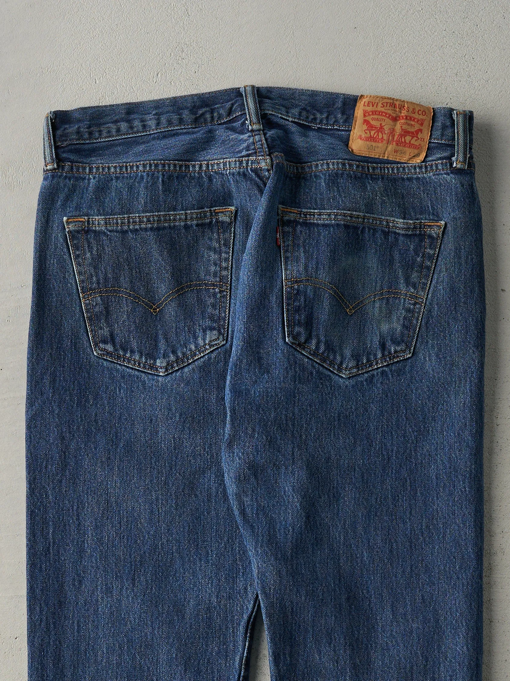 Vintage Y2K Dark Wash Levi's 501 Jeans (34x27.5) sold by Rebalance Vintage product image thumbnail 4