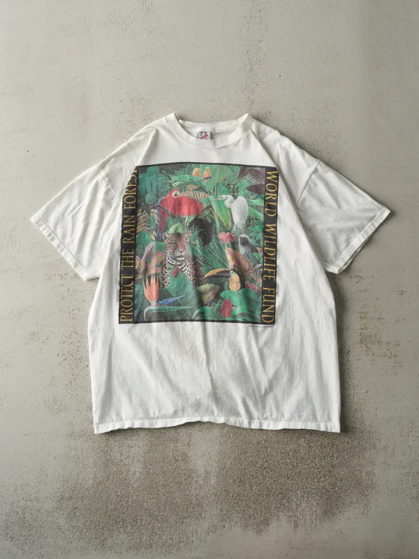 Vintage 90s White WWF Protect The Rain Forest Tee (M) sold by Rebalance Vintage