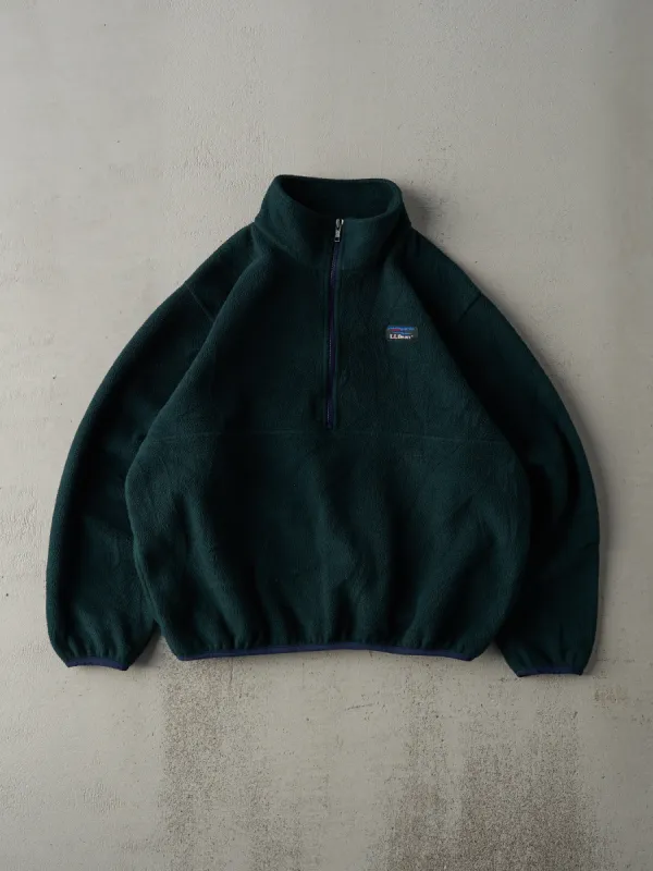 Vintage 80s Forest Green LL Bean Fleece Quarter Zip Boxy Sweater (L) sold by Rebalance Vintage