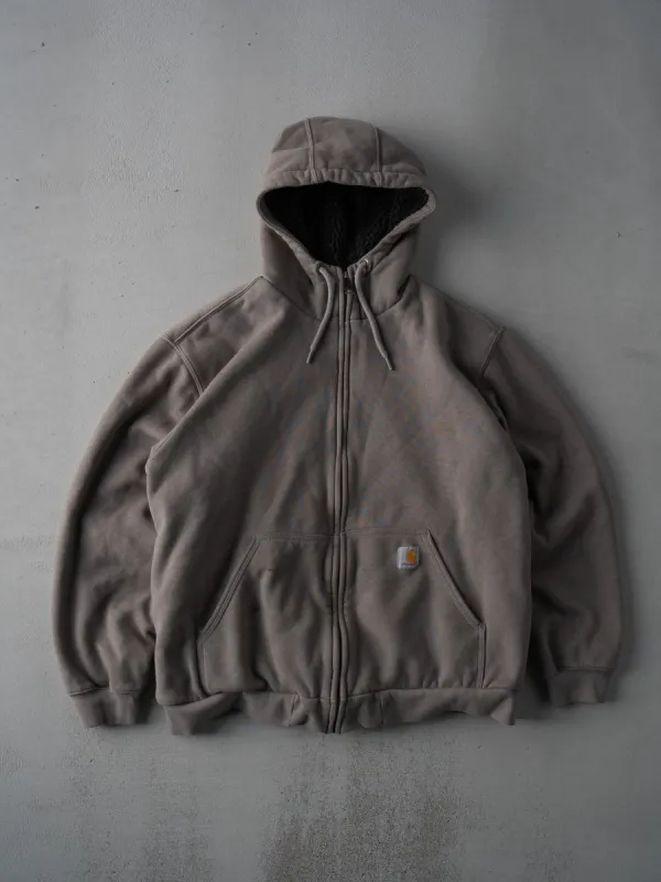 Vintage Y2k Washed Grey Carhartt Sherpa Zip Up (XL) sold by Rebalance Vintage