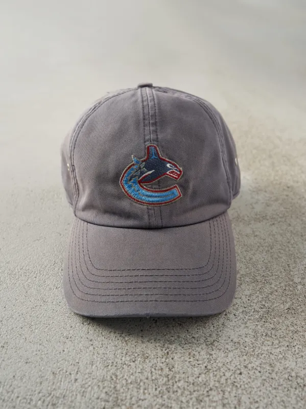 Vintage Y2K Grey Embroidered Vancouver Canucks Nike Strap Back Hat sold by Rebalance Vintage