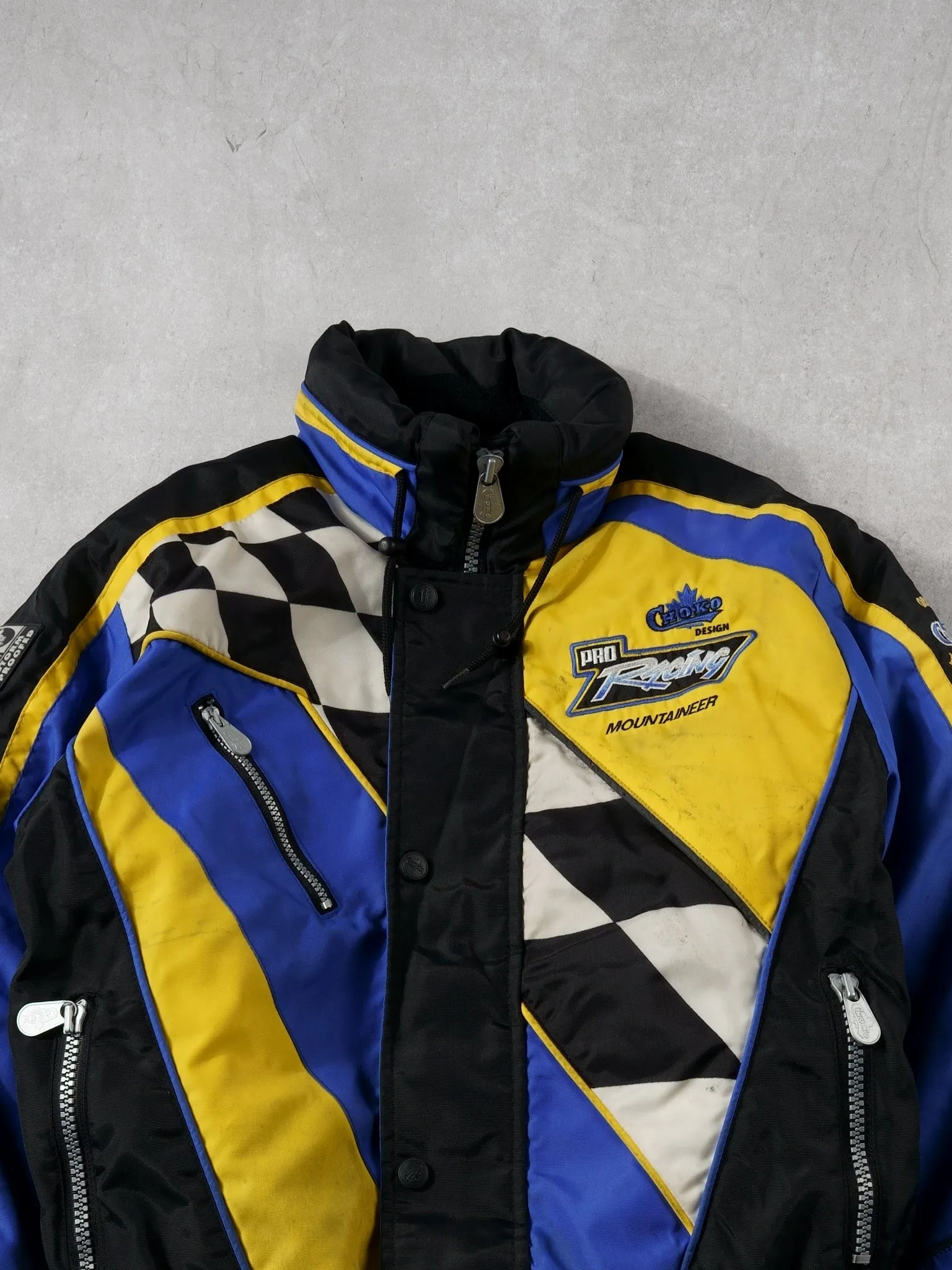 Vintage 90s Blue and Yellow Chako Racing Pro Insulated Racing Jacket (M) sold by Rebalance Vintage product image thumbnail 3