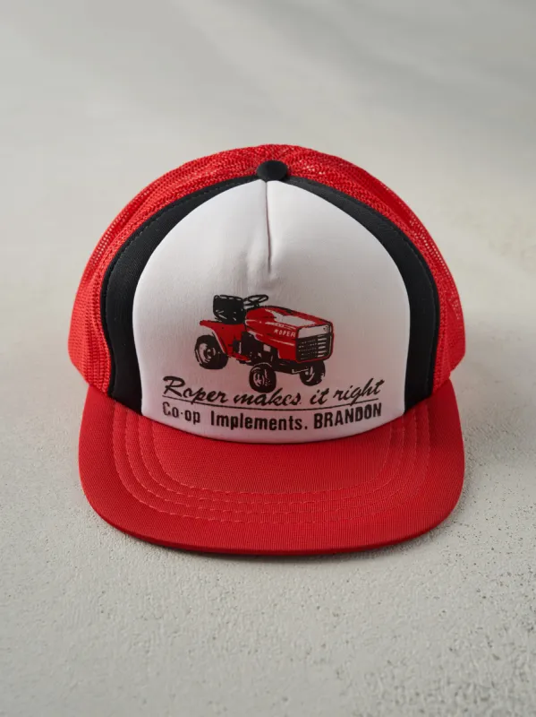 Vintage 80s Red Roper Tractor Foam Trucker Hat sold by Rebalance Vintage