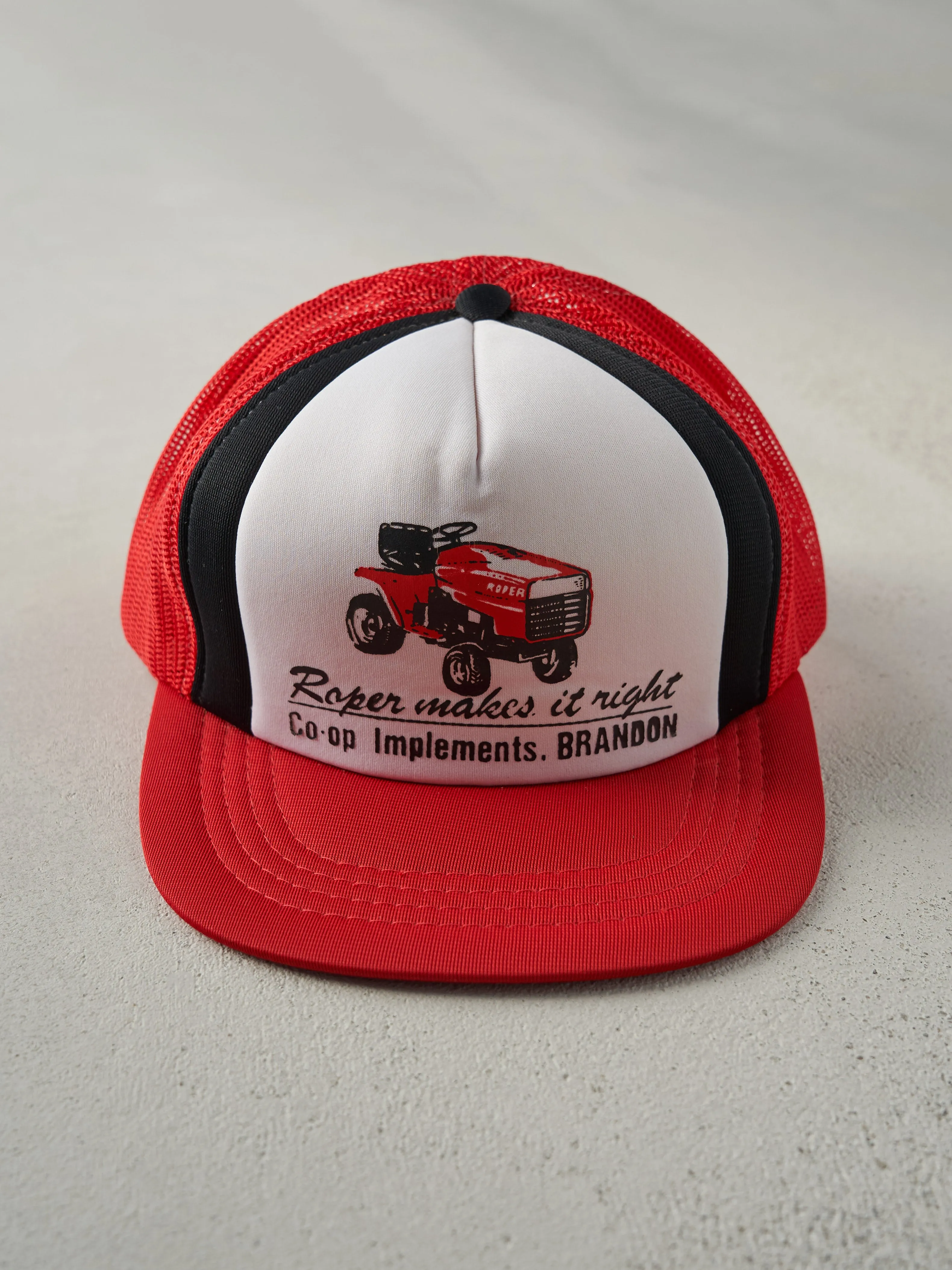 Vintage 80s Red Roper Tractor Foam Trucker Hat sold by Rebalance Vintage