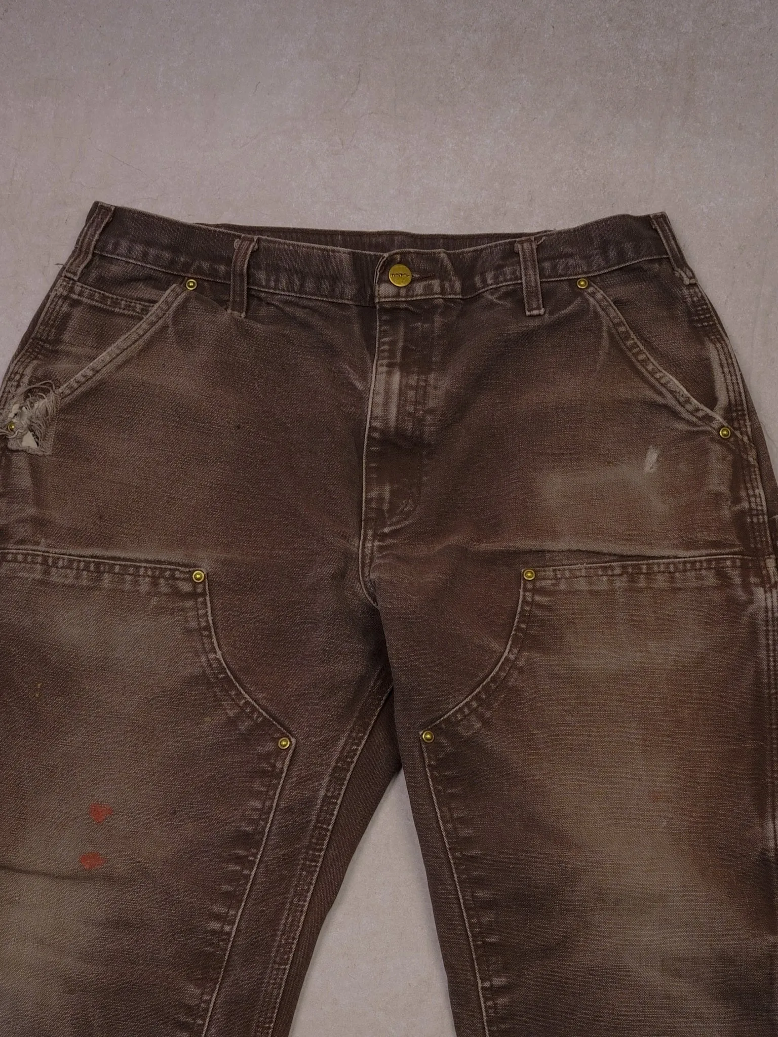Vintage 90s Brown Double Knee Carhartt Original Fit Carpenter Pants (34x30) sold by Rebalance Vintage product image thumbnail 3