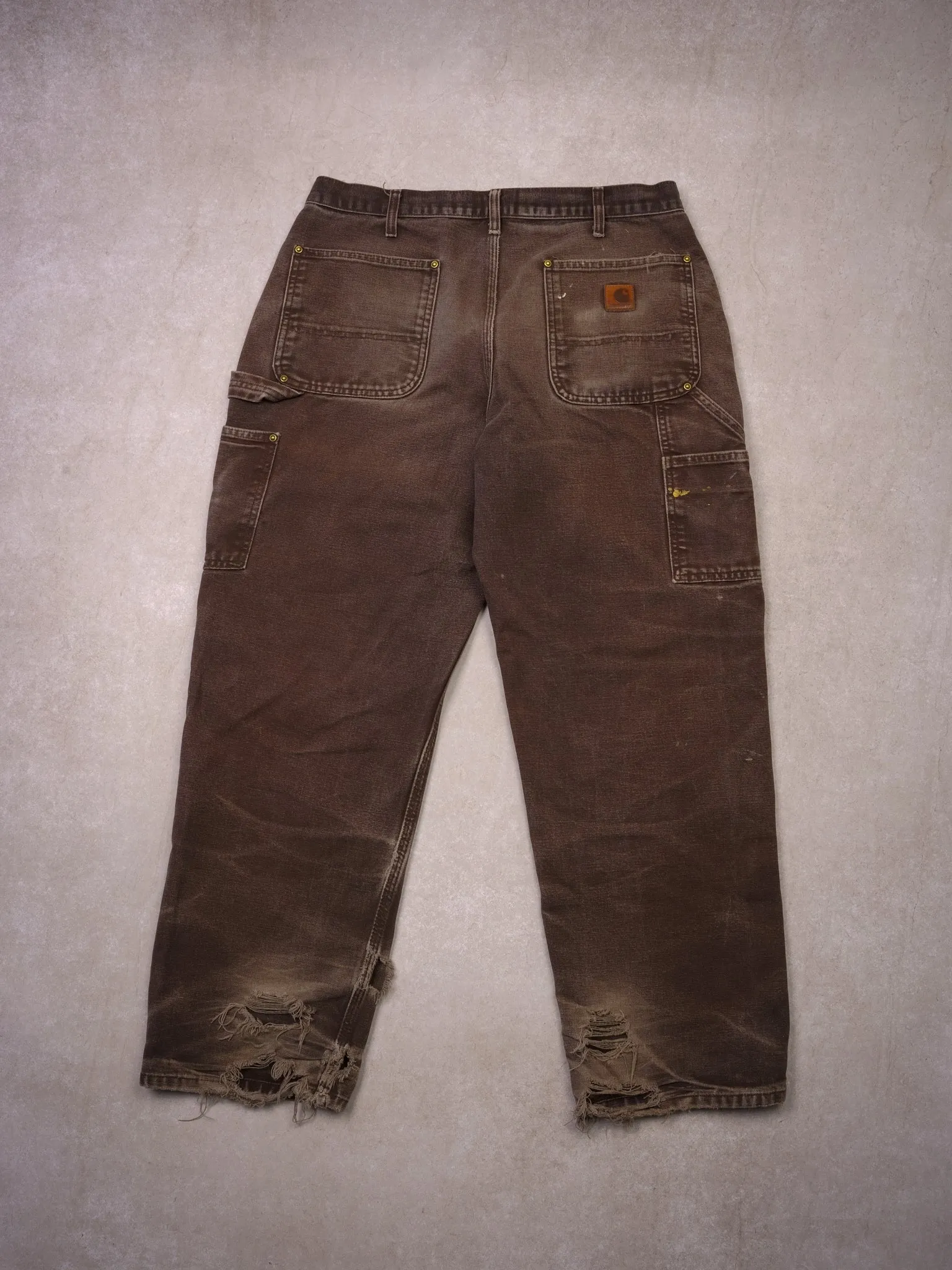 Vintage 90s Brown Double Knee Carhartt Original Fit Carpenter Pants (34x30) sold by Rebalance Vintage product image thumbnail 2