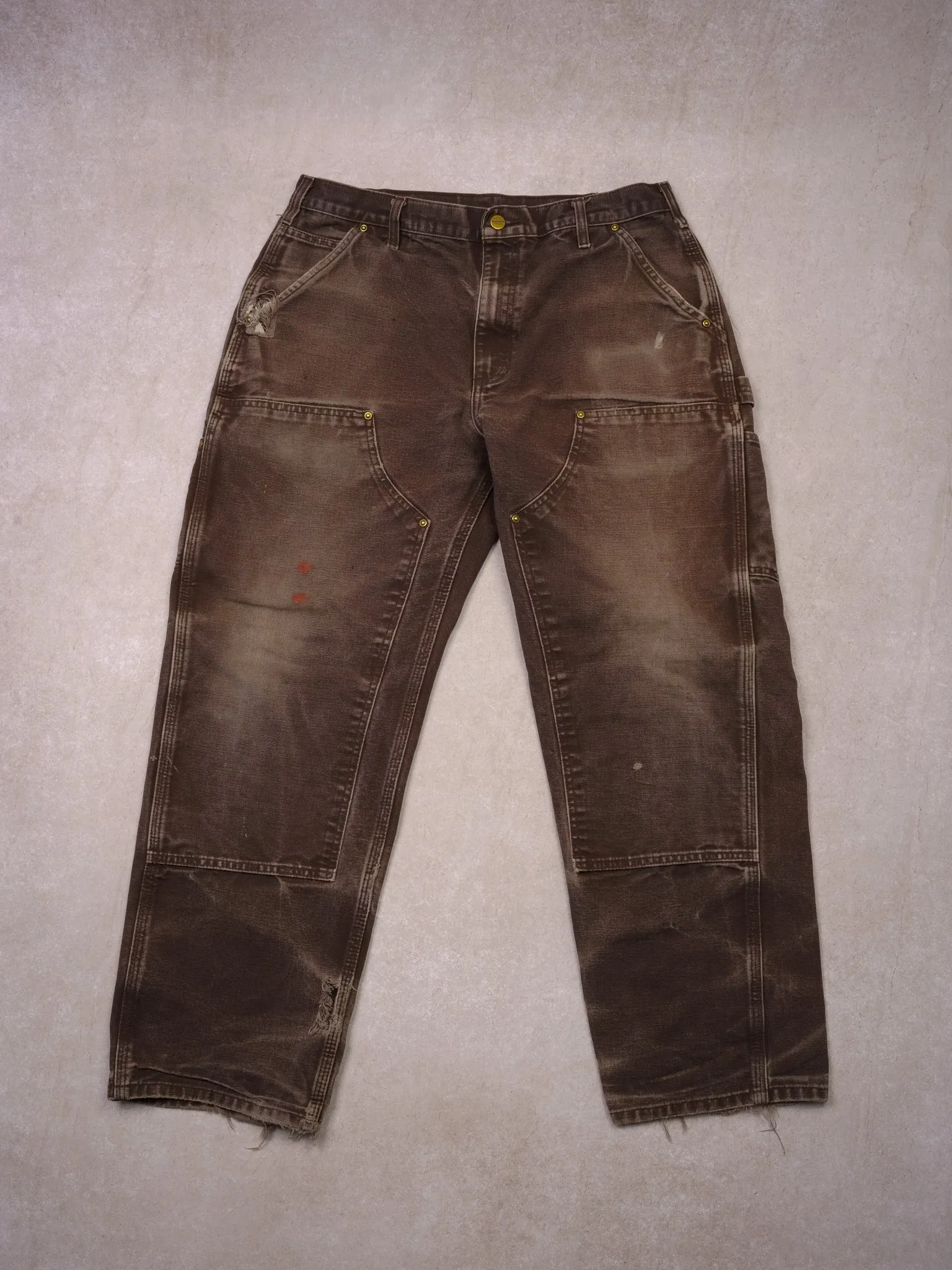 Vintage 90s Brown Double Knee Carhartt Original Fit Carpenter Pants (34x30) sold by Rebalance Vintage