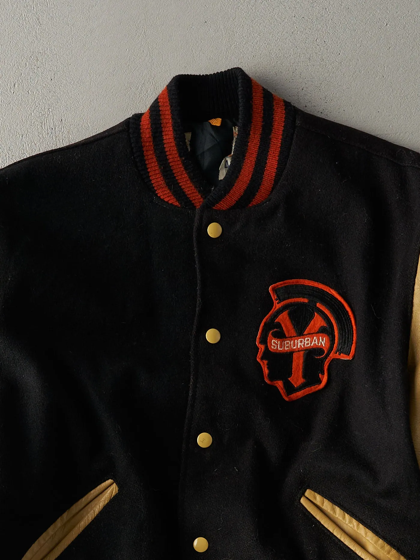 Vintage 70s Black and Yellow Suburban Varsity Jacket (M/L) sold by Rebalance Vintage product image thumbnail 2