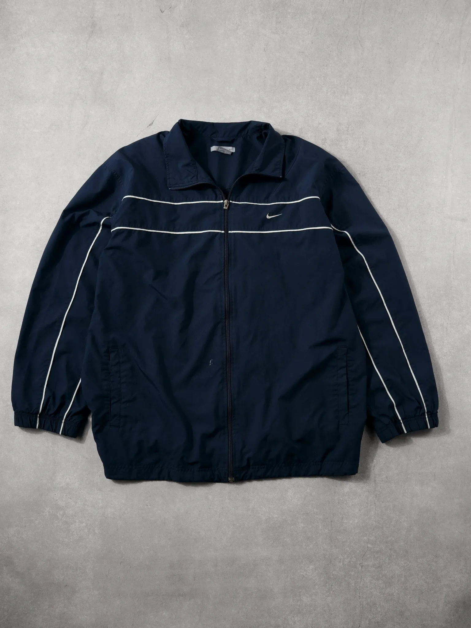 Vintage Y2k Navy Blue Nike Collared Windbreaker (XXL) sold by Rebalance Vintage
