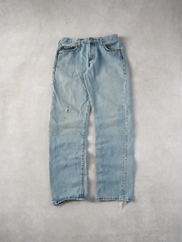 Vintage 90s Light Blue Levi's 501 Denim Jeans (30x30) sold by Rebalance Vintage