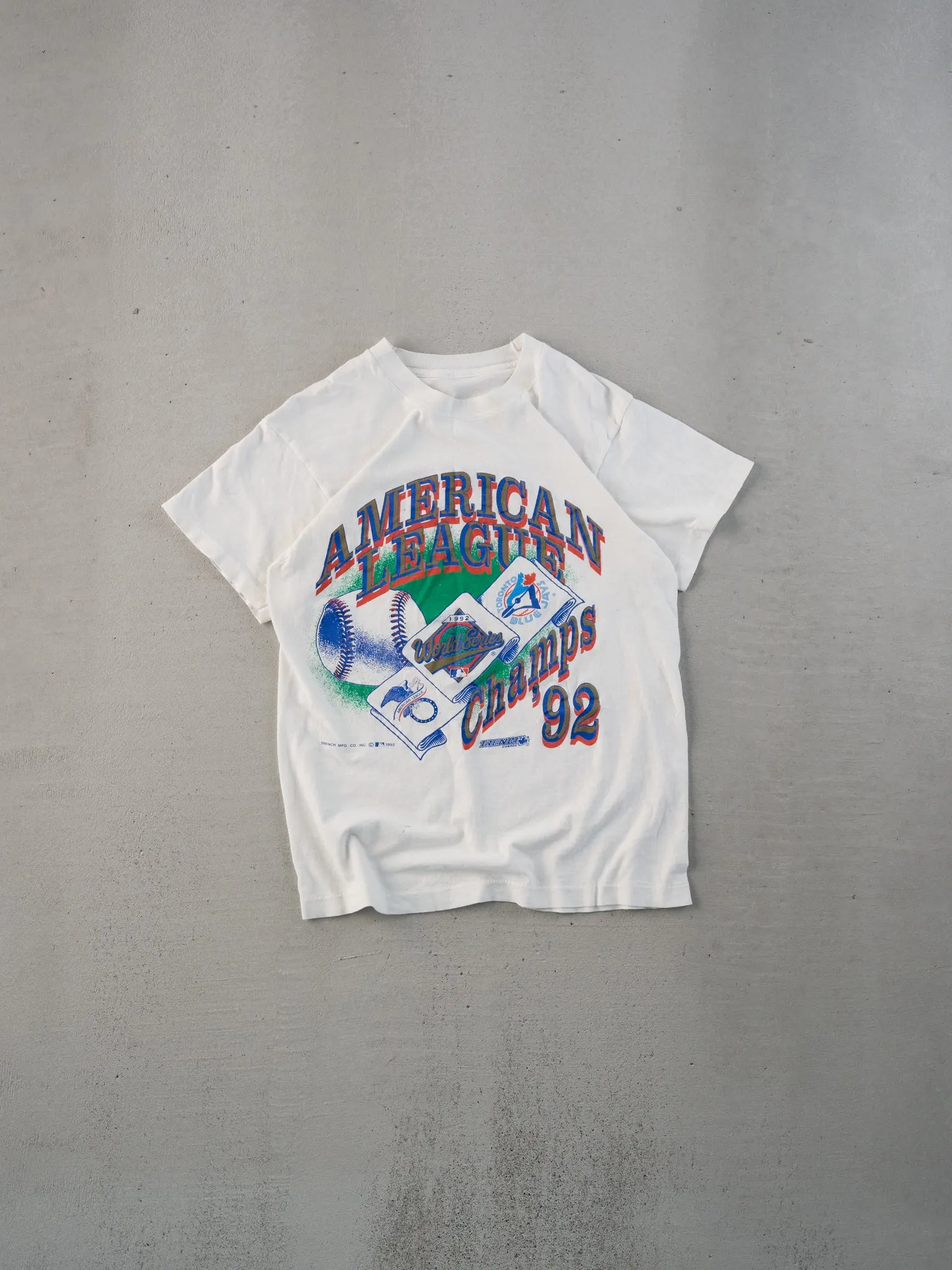 Vintage 92' White Single Stitched Bluejays American League Champs Tee (XS) sold by Rebalance Vintage