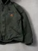 Vintage Washed Dark Green Carhartt "Callaway" Hooded Lined Workwear Jacket (L) sold by Rebalance Vintage