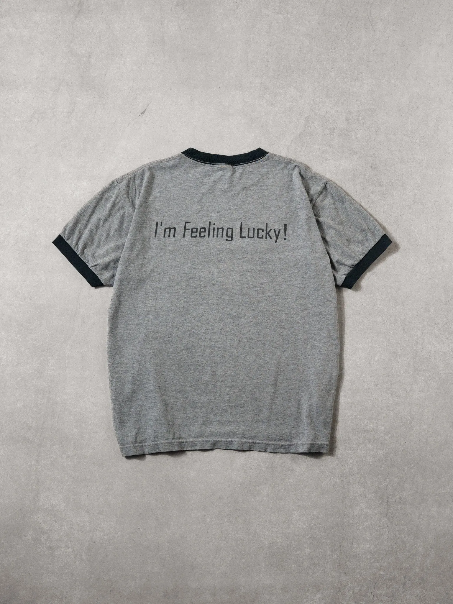 Vintage 90s Grey and Navy Blue Google "I'm Feeling Lucky" Tee (M) sold by Rebalance Vintage product image thumbnail 2