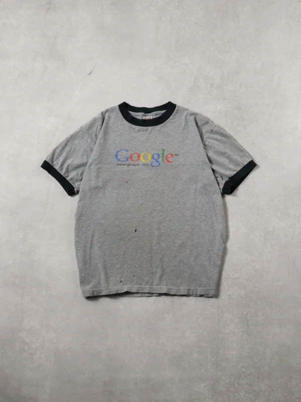 Vintage 90s Grey and Navy Blue Google "I'm Feeling Lucky" Tee (M) sold by Rebalance Vintage