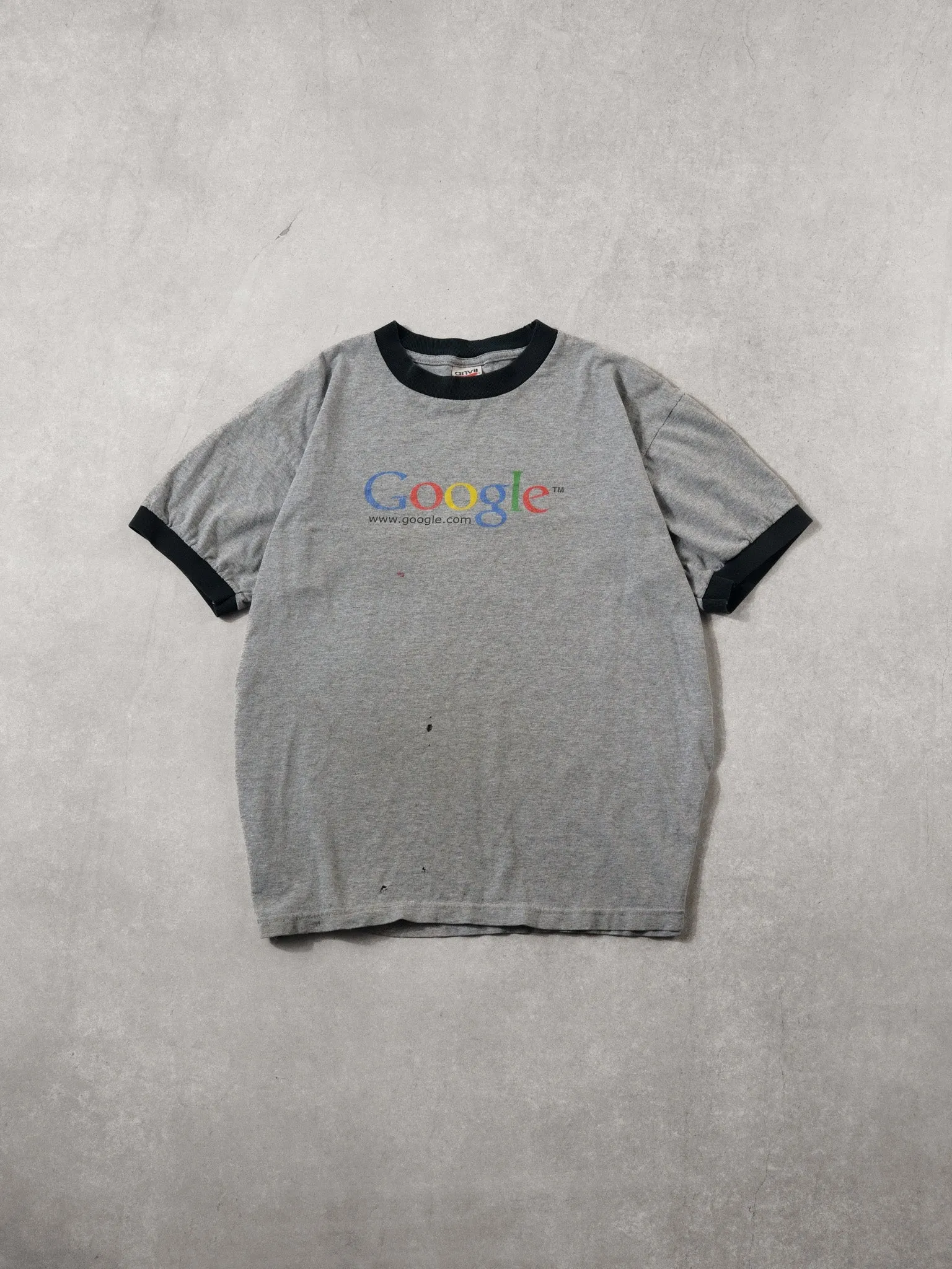 Vintage 90s Grey and Navy Blue Google "I'm Feeling Lucky" Tee (M) sold by Rebalance Vintage