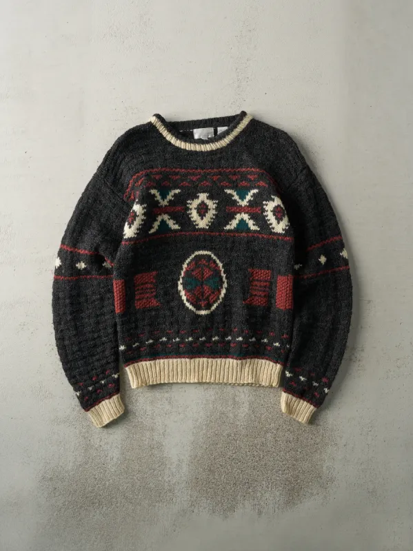 Vintage 90s Black & Red Wool Knit Sweater (M) sold by Rebalance Vintage