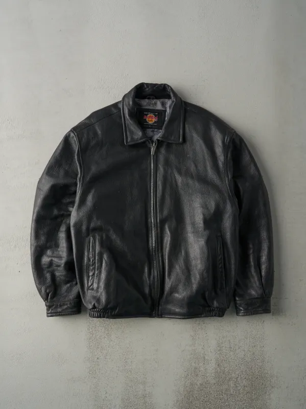Vintage 90s Black Hard Rock Cafe Munich Leather Bomber Jacket (M/L) sold by Rebalance Vintage