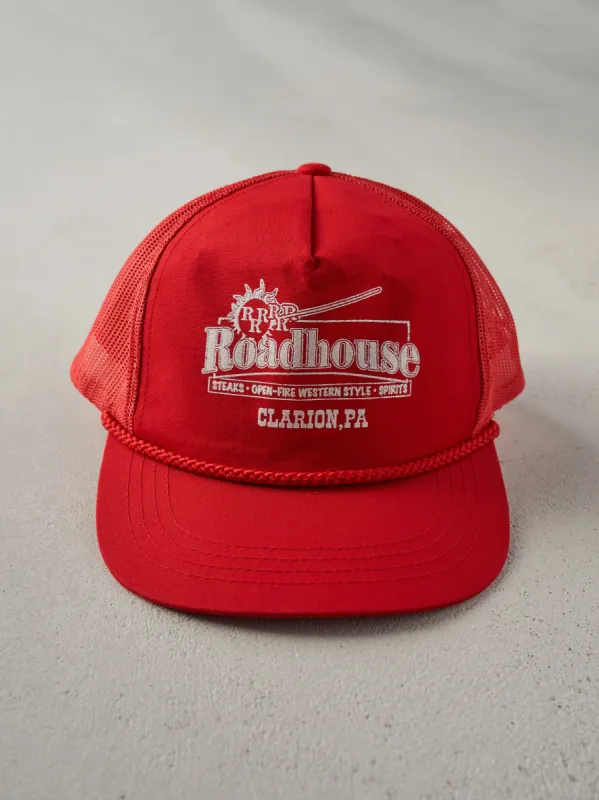 Vintage 90s Red Roadhouse Clarion, PA Trucker Hat sold by Rebalance Vintage