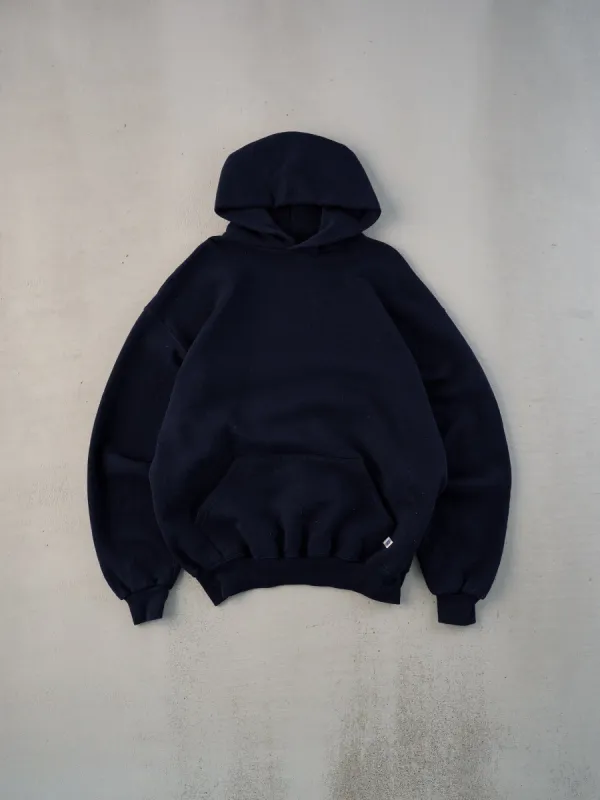 Vintage 90s Navy Blue Russell Athletics Blank Hoodie (L) sold by Rebalance Vintage
