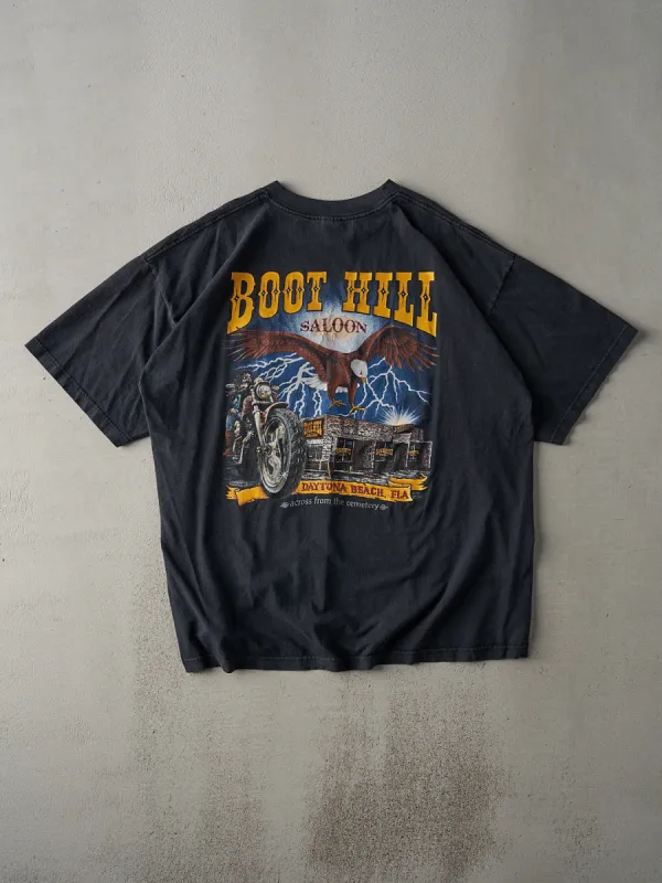 Vintage 95' Faded Black Boot Hill Saloon Pocket Tee (XL) made by Rebalance Vintage