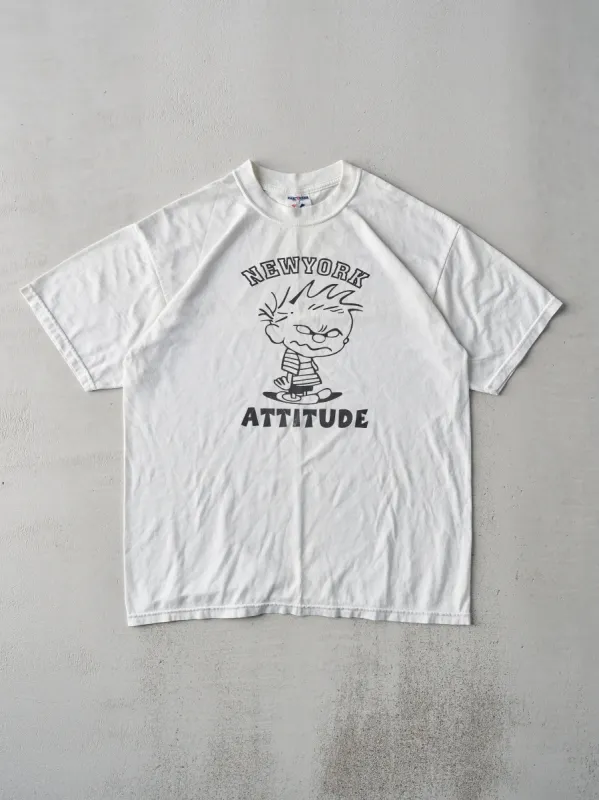 Vintage 90s White New York Attitude Tee (M/L) sold by Rebalance Vintage