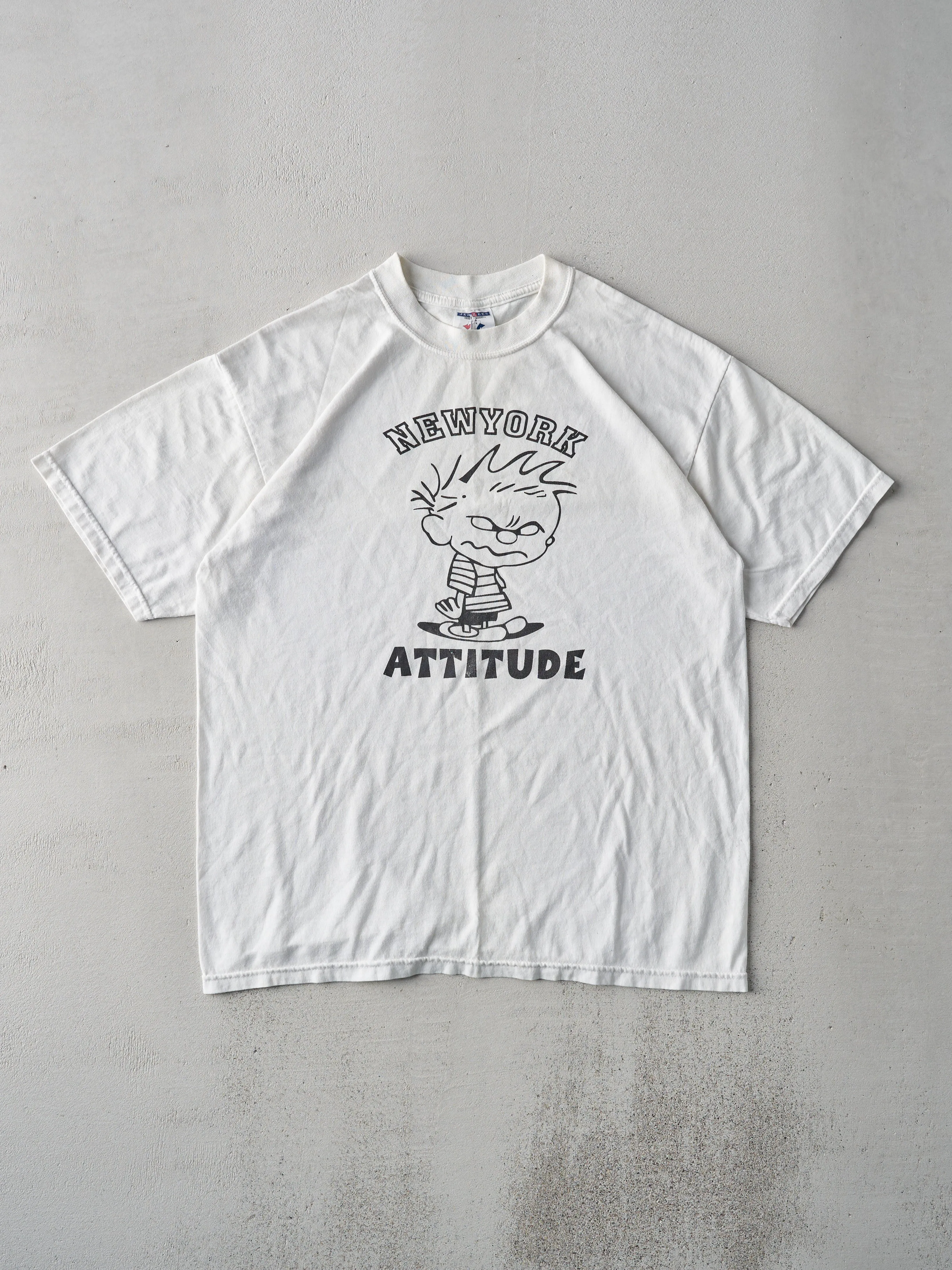 Vintage 90s White New York Attitude Tee (M/L) sold by Rebalance Vintage