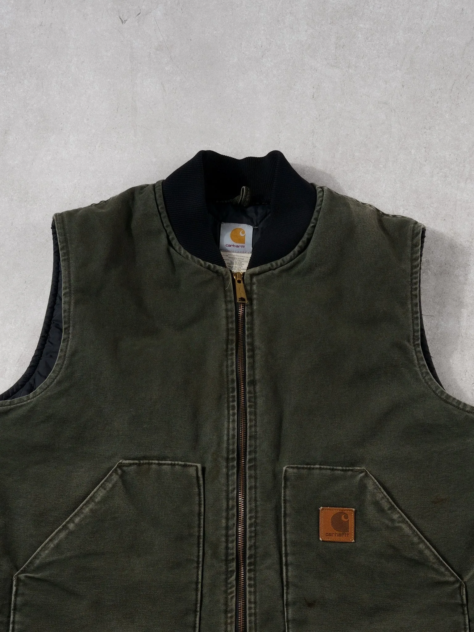 Vintage 90s Moss Green Carhartt Blanket Lined Workwear Vest (L) sold by Rebalance Vintage product image thumbnail 2