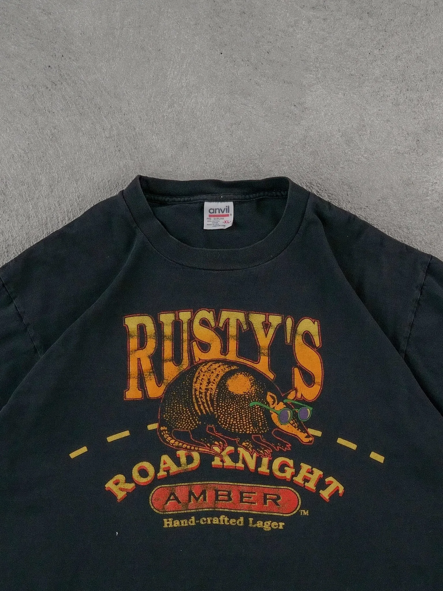 Vintage 90s Black Rusty's Handcrafted Lager Graphic Tee (M) sold by Rebalance Vintage product image thumbnail 3