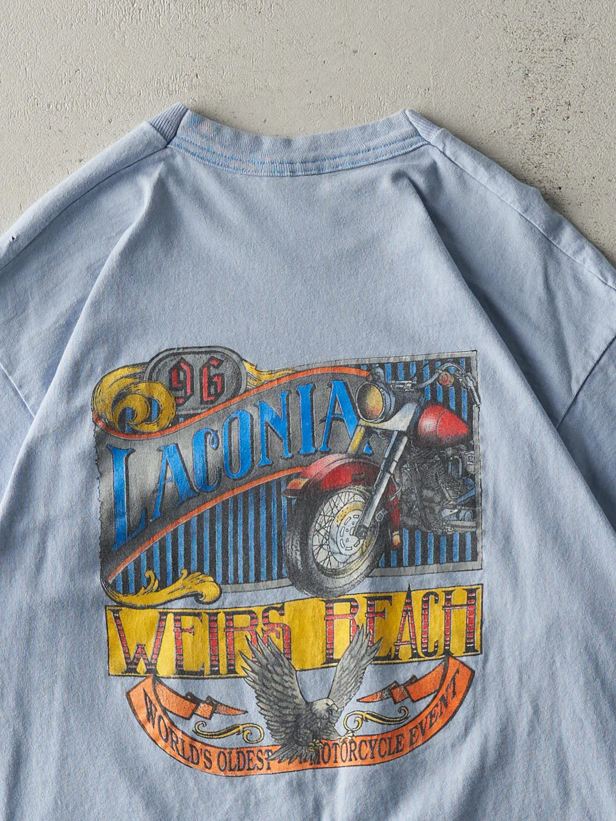 Vintage 96' Blue Weirs Beach Biker Single Stitch Tee (M/L) sold by Rebalance Vintage product image thumbnail 4