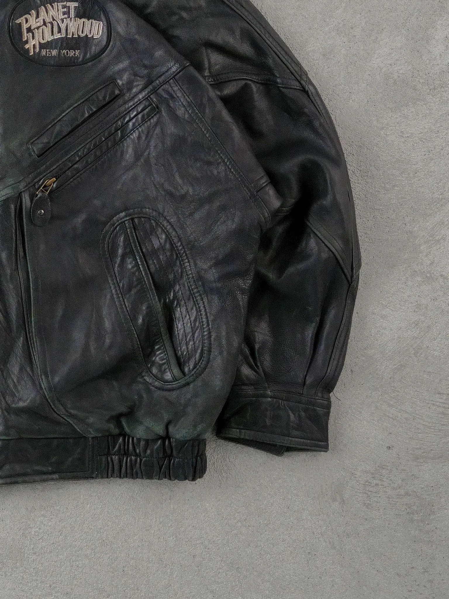 Vintage 90s Black Planet Hollywood New York Leather Jacket (XL) sold by Rebalance Vintage product image thumbnail 5
