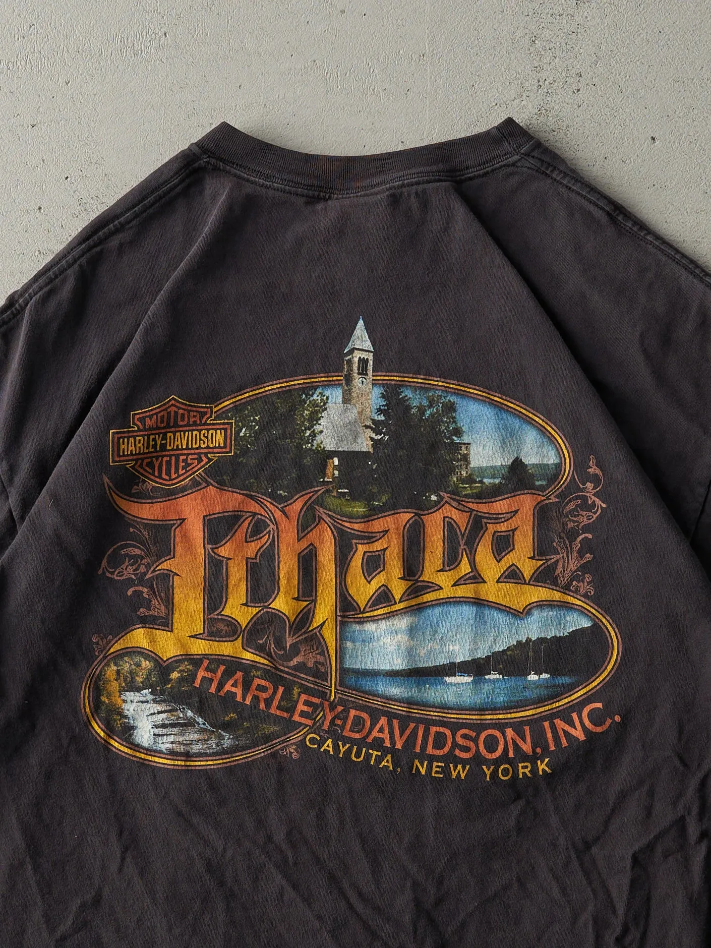 Vintage 08' Black Cayuta New York Harley Davidson Tee (M/L) sold by Rebalance Vintage product image thumbnail 4