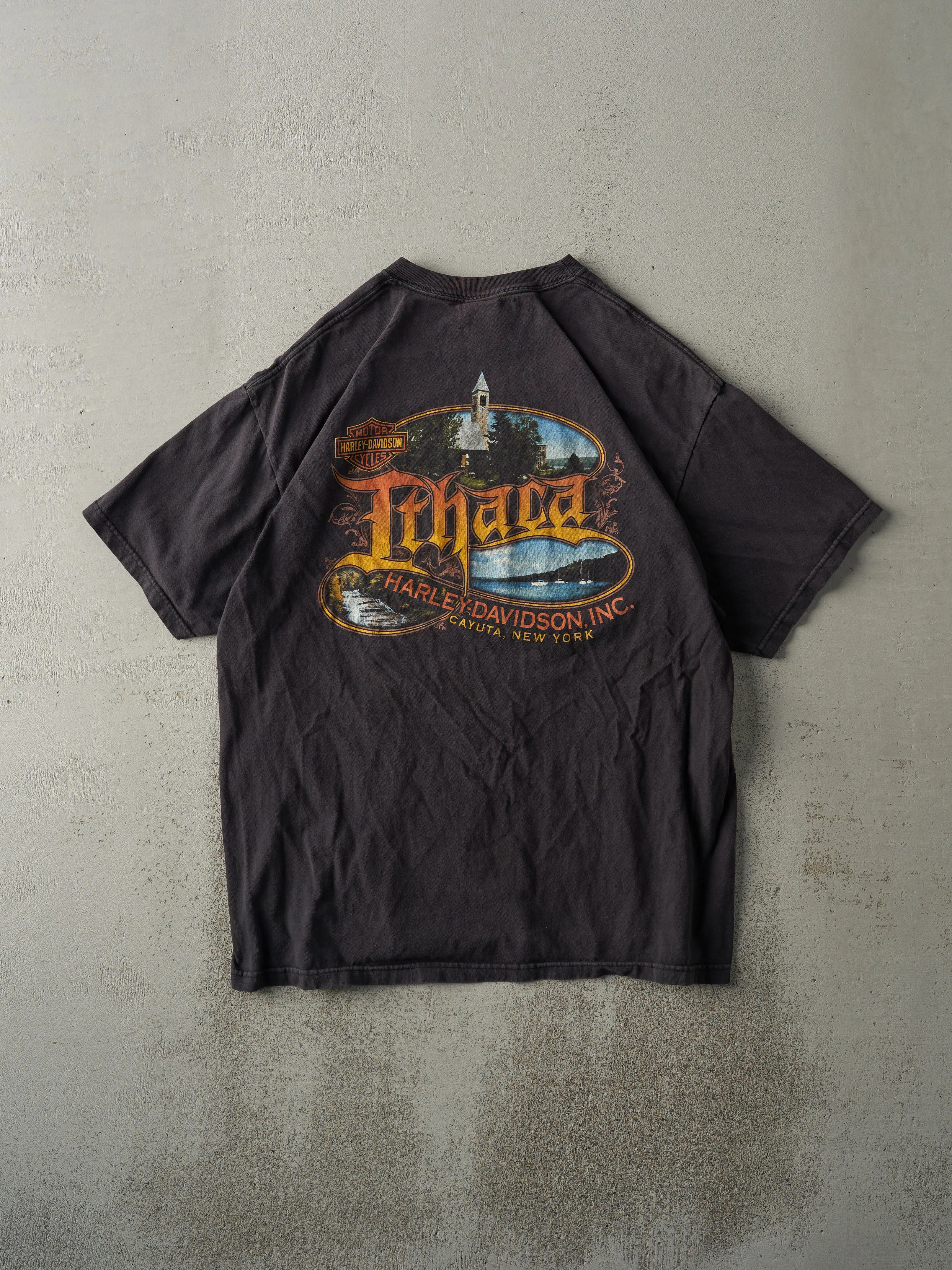 Vintage 08' Black Cayuta New York Harley Davidson Tee (M/L) sold by Rebalance Vintage product image thumbnail 2