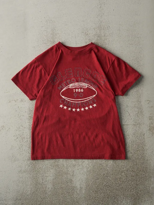 Vintage 86' Burgundy Glencoe Metro League Football Single Stitch Tee (XS) sold by Rebalance Vintage