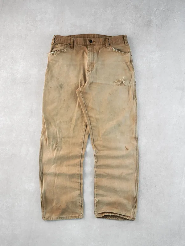 Vintage 90s Khaki Dickies Dungeree Carpenter Pants (34x32) sold by Rebalance Vintage