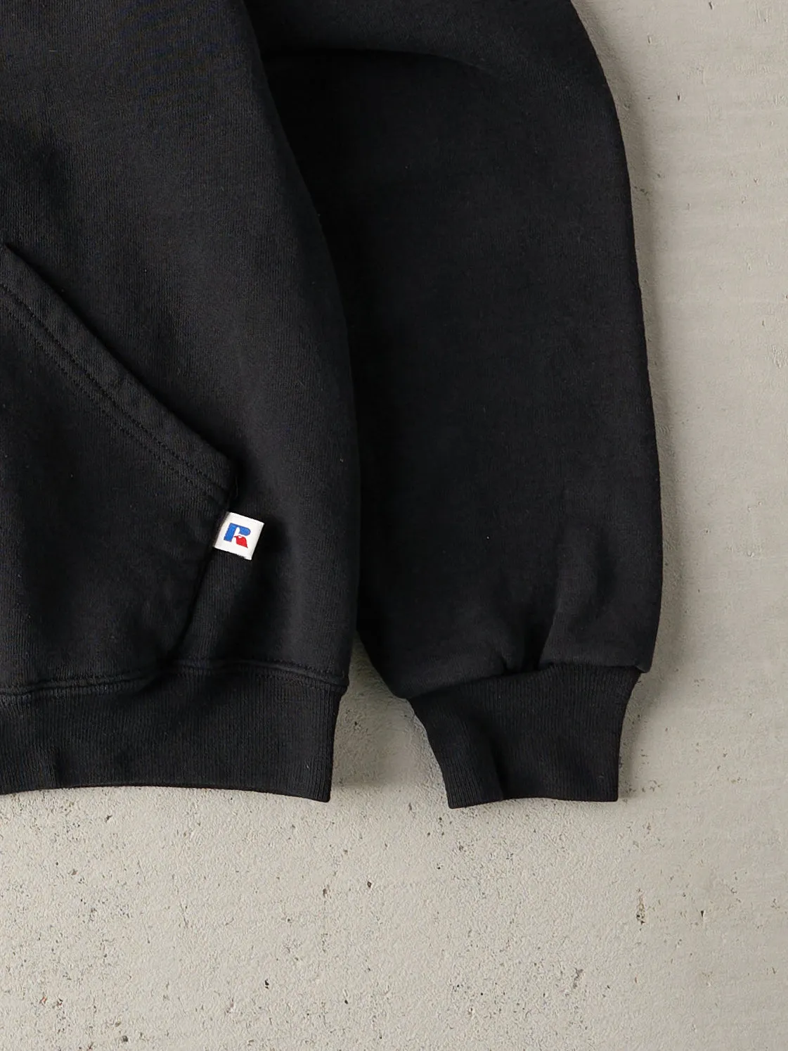 Vintage 90s Black Russell Athletics Shaker Cross Country Hoodie (S) sold by Rebalance Vintage product image thumbnail 3