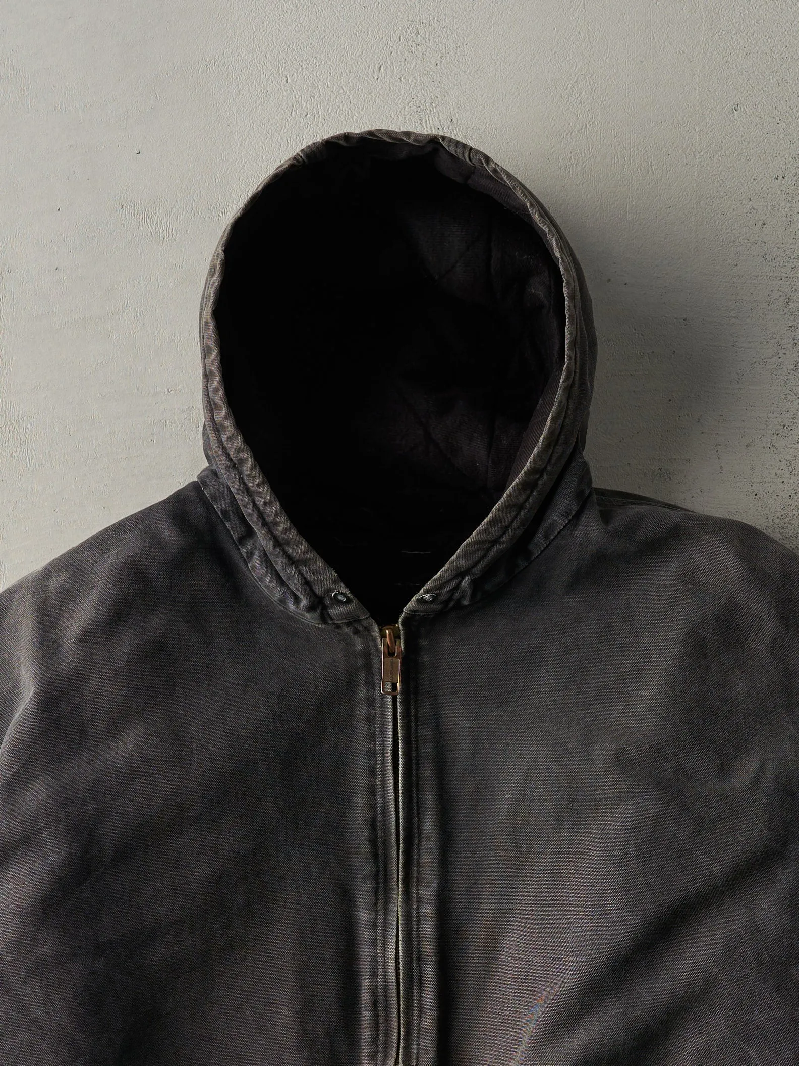 Vintage Y2K Faded Black Carhartt Hooded Work Jacket (XXL) sold by Rebalance Vintage product image thumbnail 2