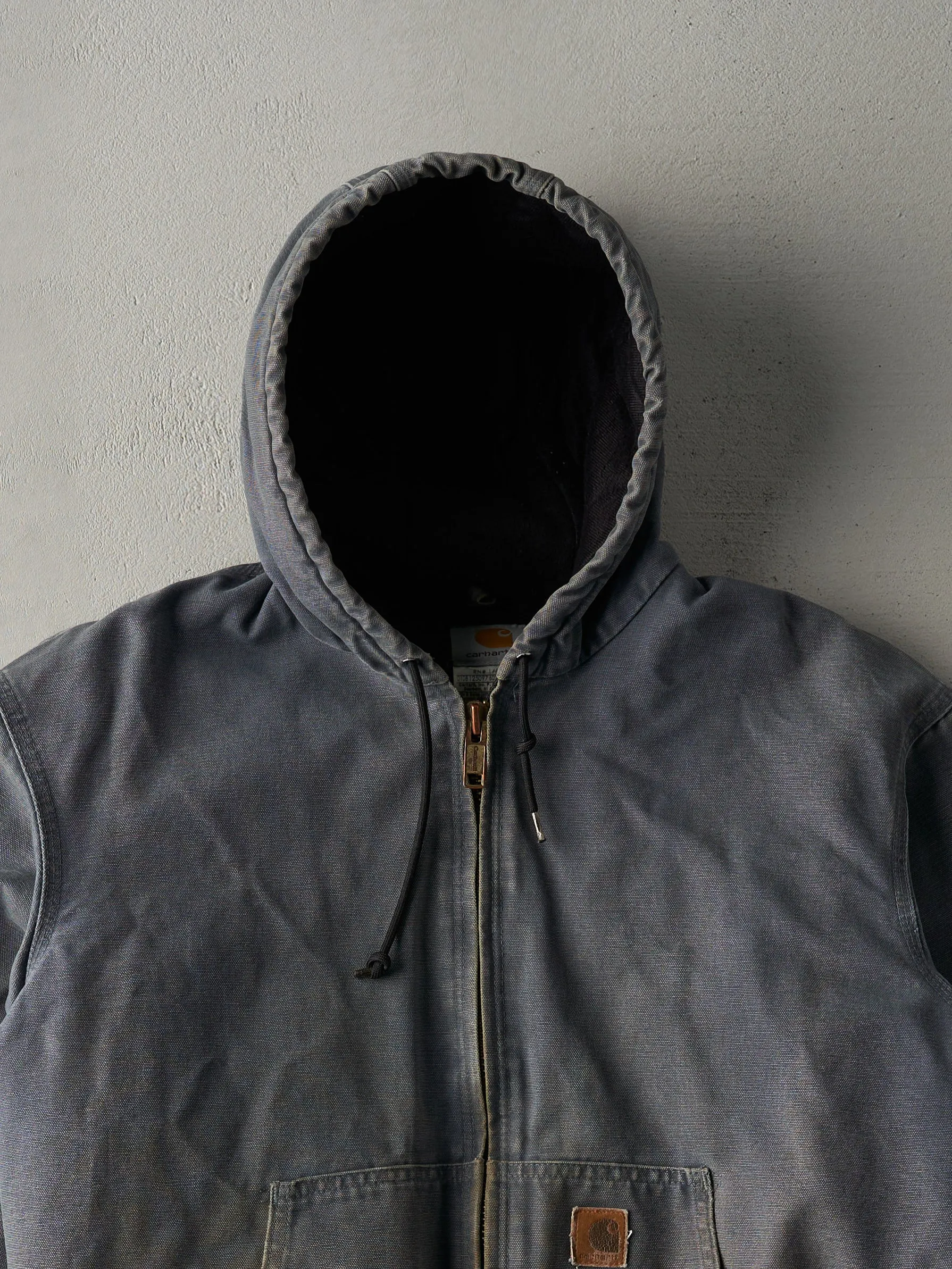 Vintage Y2K Faded Slate Blue Carhartt Hooded Workwear Jacket (M) sold by Rebalance Vintage product image thumbnail 3