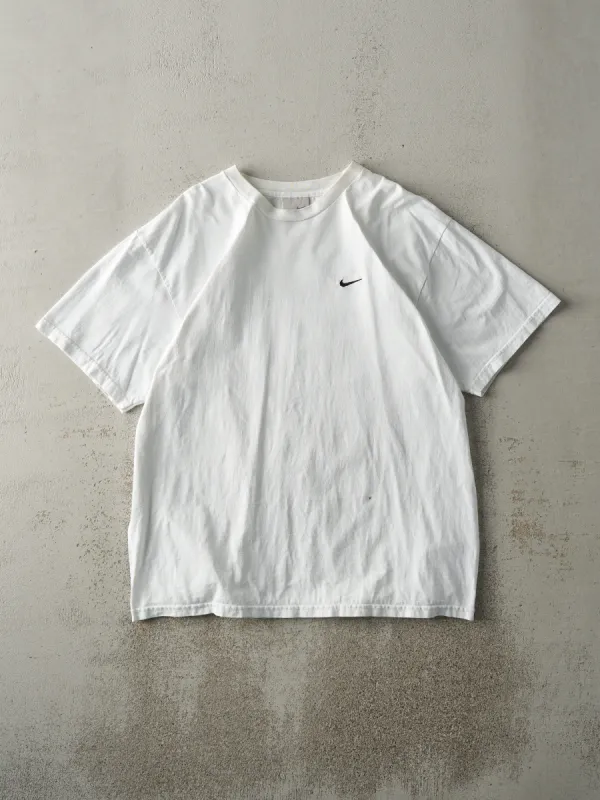 Vintage Y2K White Embroidered Nike Swoosh Tee (M/L) sold by Rebalance Vintage