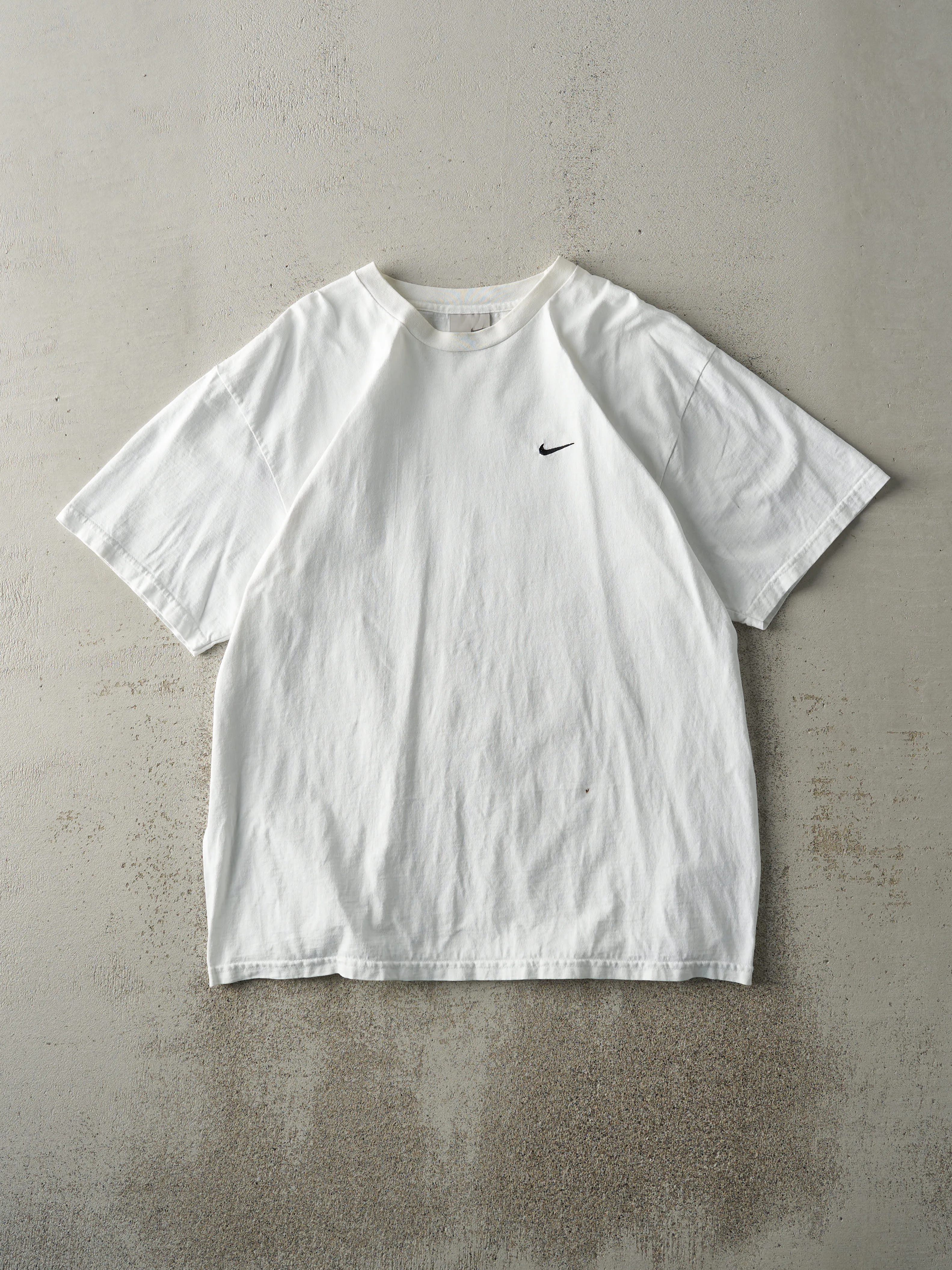 Vintage Y2K White Embroidered Nike Swoosh Tee (M/L) sold by Rebalance Vintage