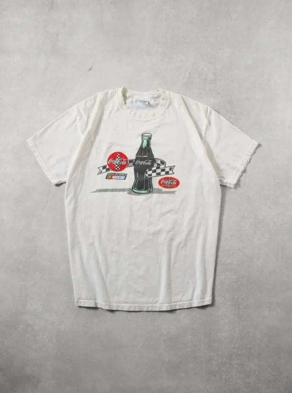 Vintage 90s White Coca Cola Racing Family X Nascar Graphic Tee (M) sold by Rebalance Vintage