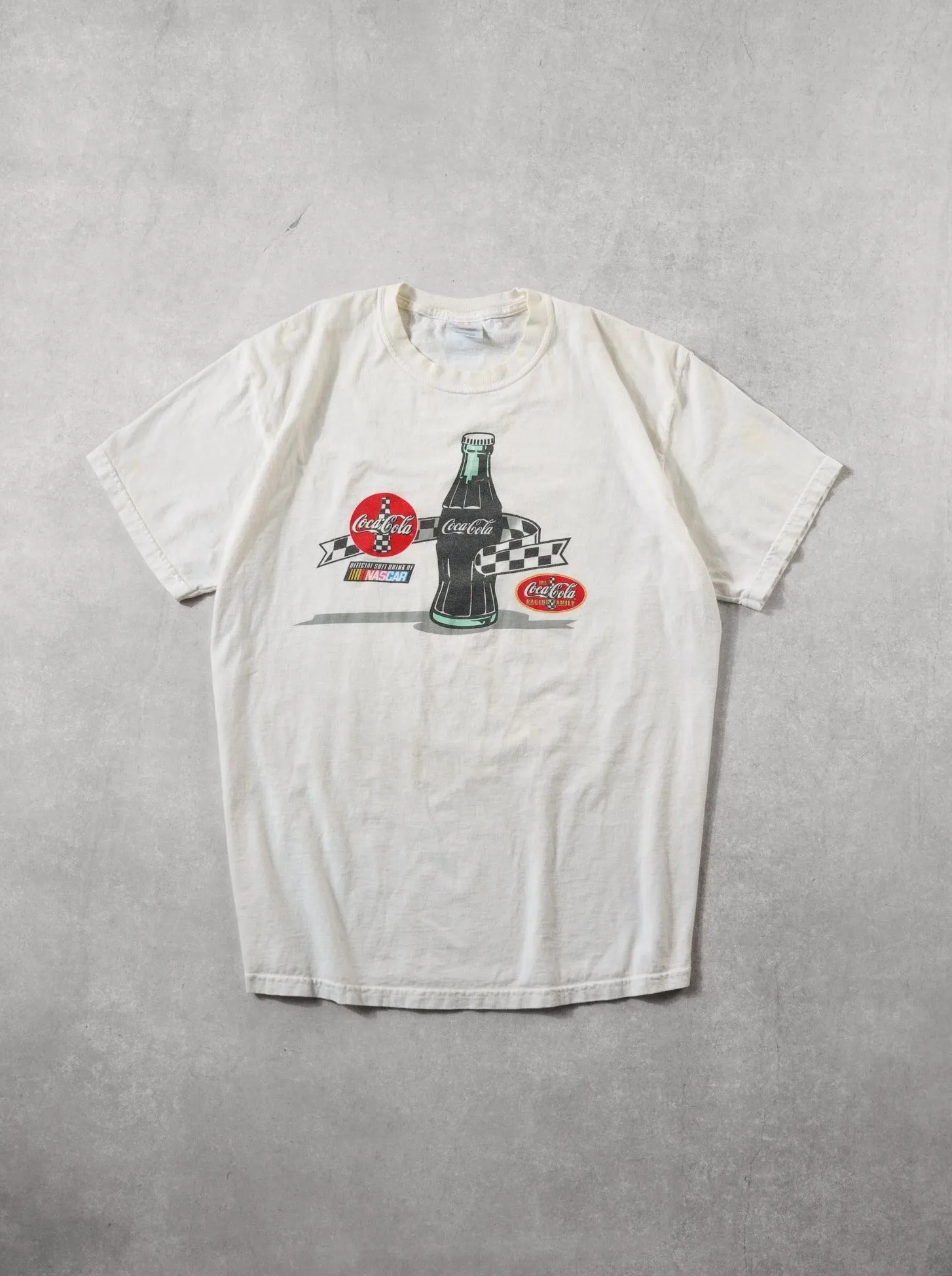 Vintage 90s White Coca Cola Racing Family X Nascar Graphic Tee (M) sold by Rebalance Vintage