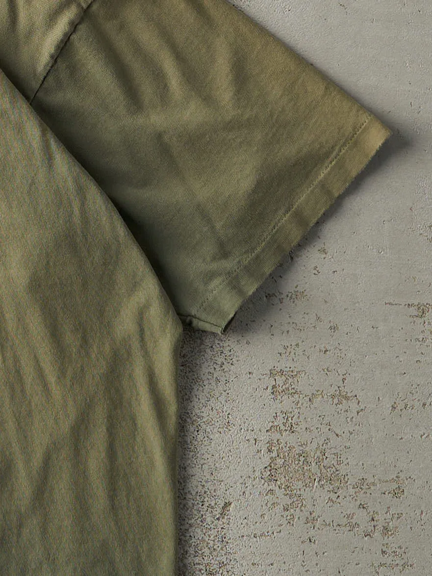 Vintage 90s Sun Faded Green Blank Single Stitch Tee (L) sold by Rebalance Vintage product image thumbnail 3