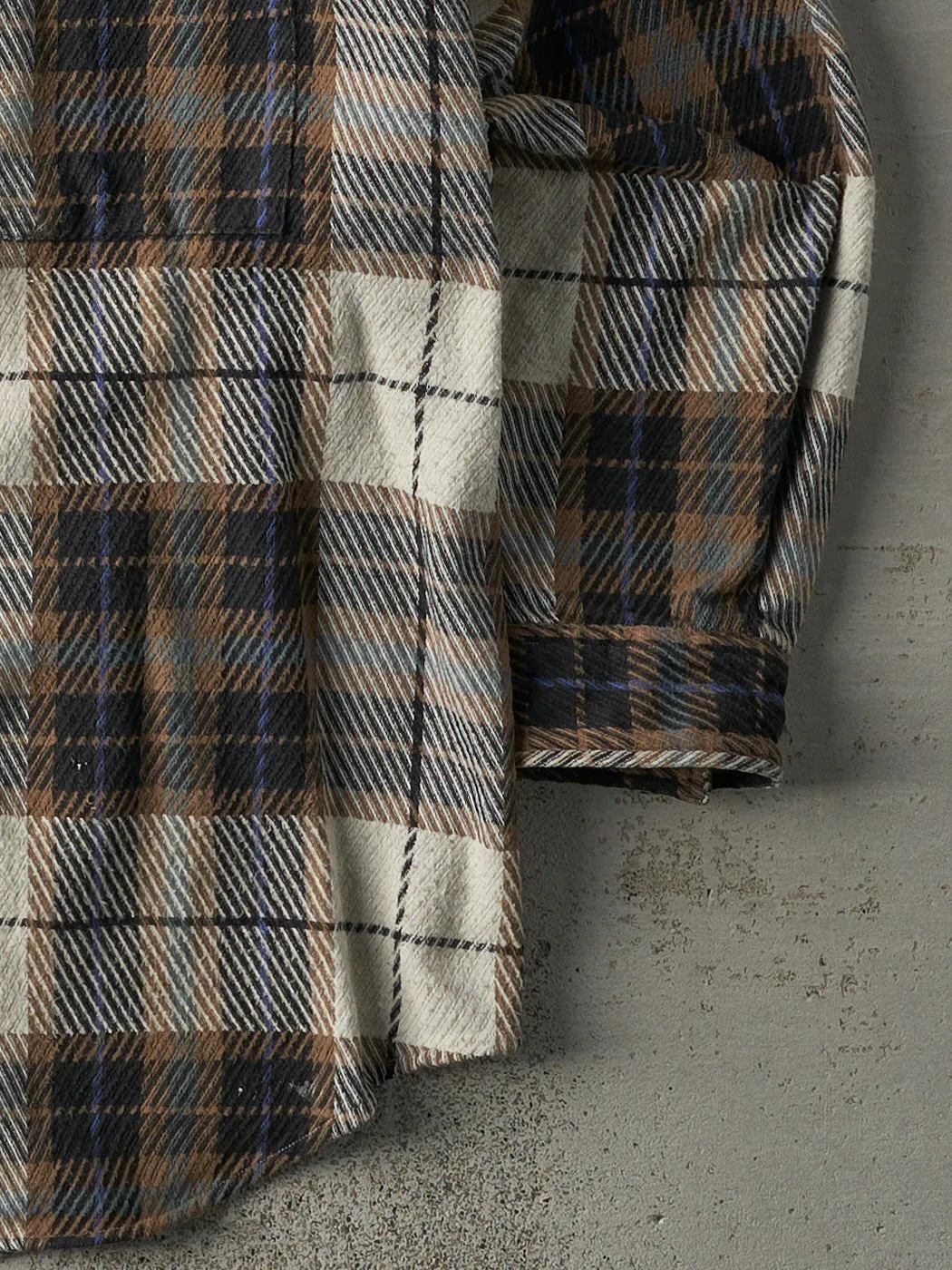 Vintage 90s Beige, Brown & Blue Holt Renfrew Flannel Button Up (L) sold by Rebalance Vintage product image thumbnail 3