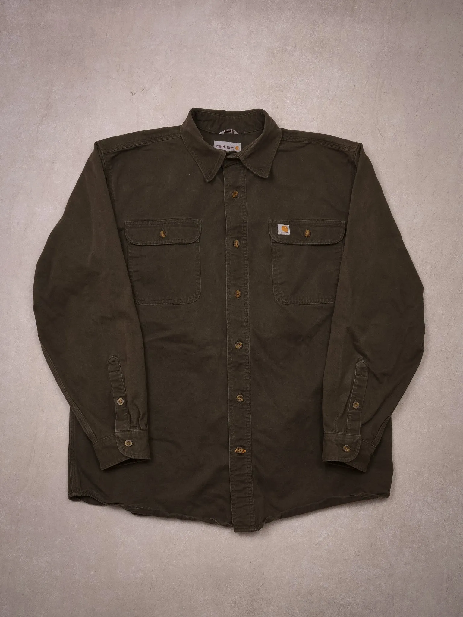 Vintage 90s Juniper Green Carhartt Original Fit Work Longsleeve (L) sold by Rebalance Vintage