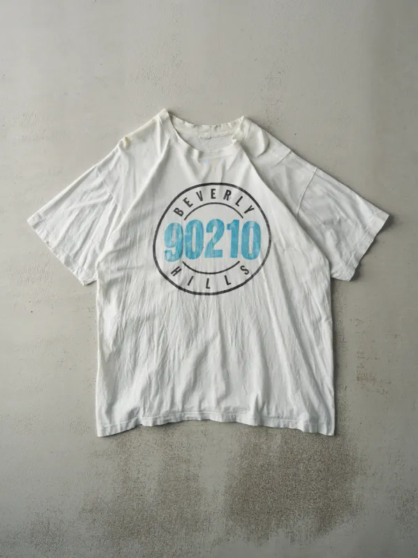 Vintage 90s White Beverly Hills 90210 Single Stitch Tee (XL) sold by Rebalance Vintage
